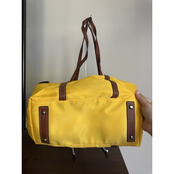Dooney & Bourke Wayfarer Zip Tote Yellow Nylons Leather Trim Shoulder Handbag - Picture 7 of 7